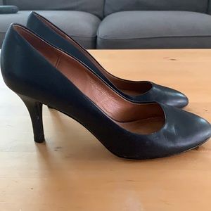 black leather heels